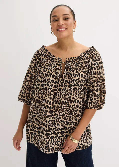 Kortermet bluse i 100% &oslash;kologisk bomull, bonprix