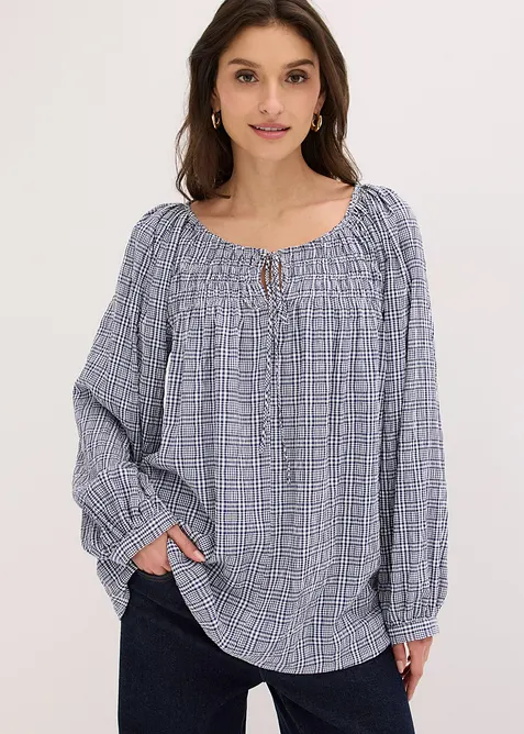 Rutete kreppbluse, bonprix