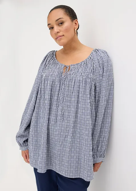 Rutete kreppbluse, bonprix