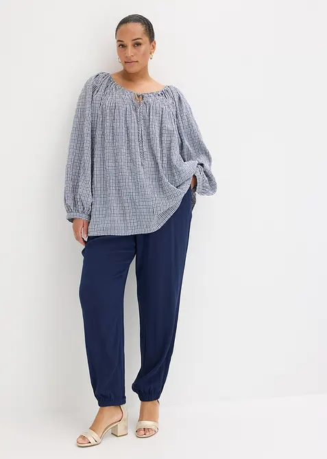 Rutete kreppbluse, bonprix