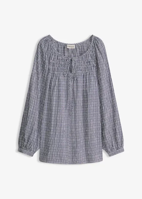 Rutete kreppbluse, bonprix