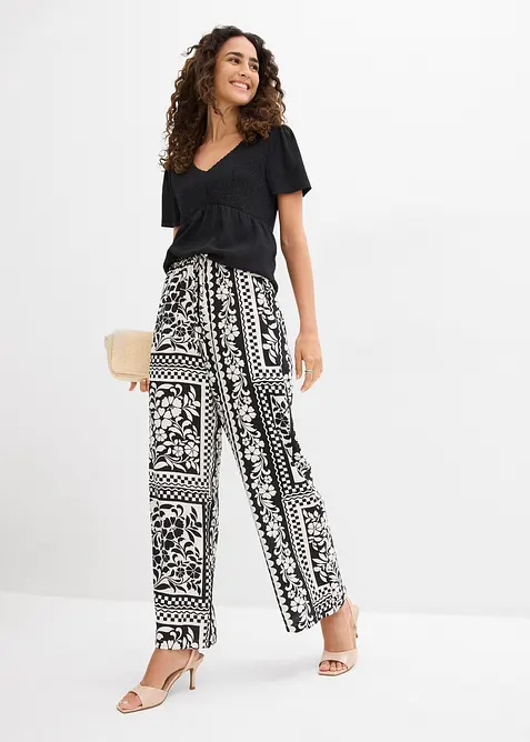 Pull on-bukse i viskosemiks som faller fint, bonprix