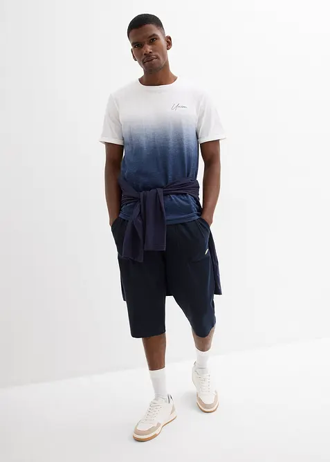 Lang bermudashorts i sweat-denimstil med elastisklinning, bonprix