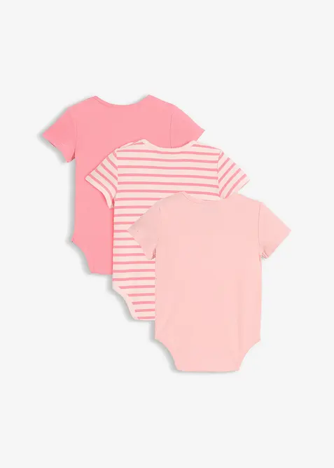 Kortermet body i &oslash;kologisk bomull (3-pack), bonprix