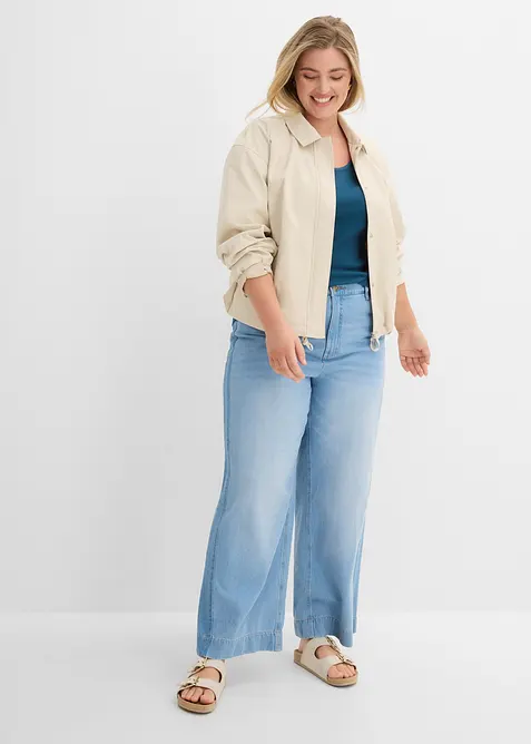 Ribbet topp i 100% &oslash;kologisk bomull (2-pack), bonprix