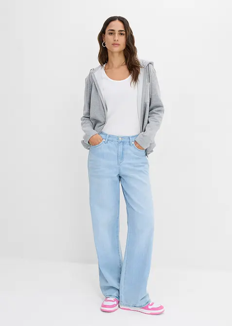 Ribbet topp i 100% &oslash;kologisk bomull (2-pack), bonprix