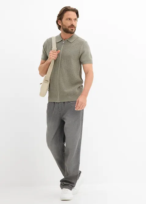 Strikket poloskjorte av 100% bomull, bonprix