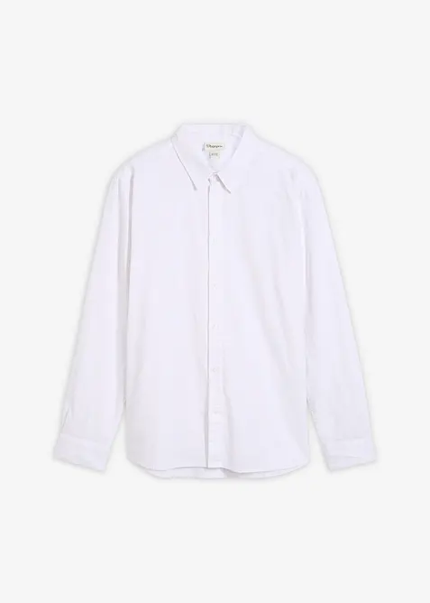 Langarmet skjorte av kj&oslash;lende linmiks, Modern Fit, bonprix