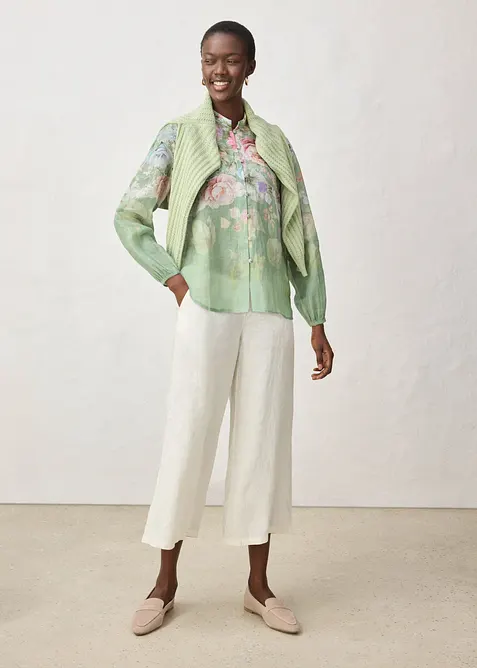 Tunikabluse i kj&oslash;lende ramie-materiale, bonprix