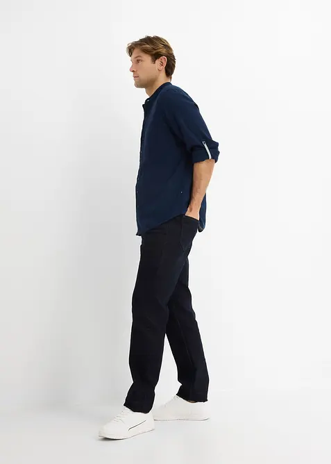 Langarmet skjorte av kj&oslash;lende linmiks, bonprix