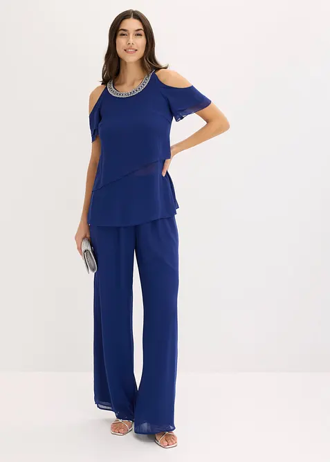 Bluse i lett chiffon med strasspynt, bonprix