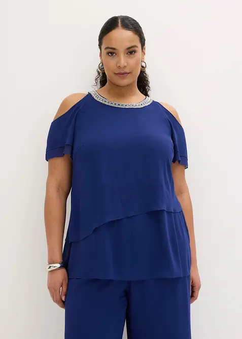 Bluse i lett chiffon med strasspynt, bonprix