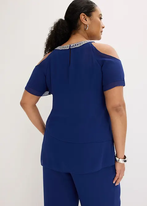 Bluse i lett chiffon med strasspynt, bonprix
