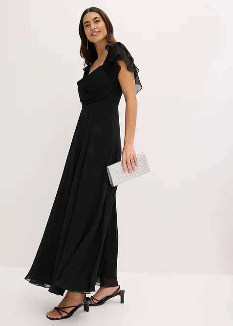 Selskapskjole i lett chiffon med drapering, bonprix