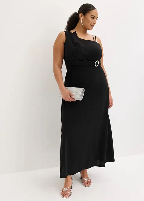 Selskapskjole i strukturert krepp med drapering, bonprix