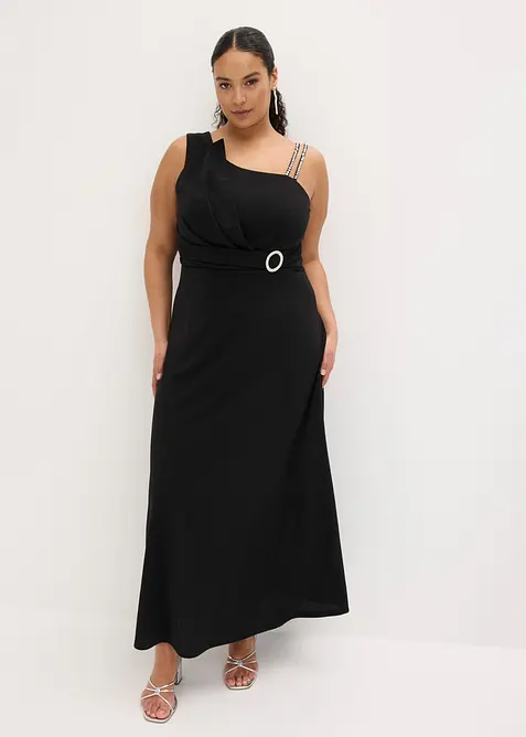 Selskapskjole i strukturert krepp med drapering, bonprix