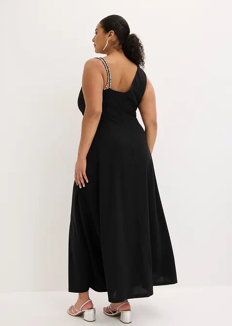 Selskapskjole i strukturert krepp med drapering, bonprix