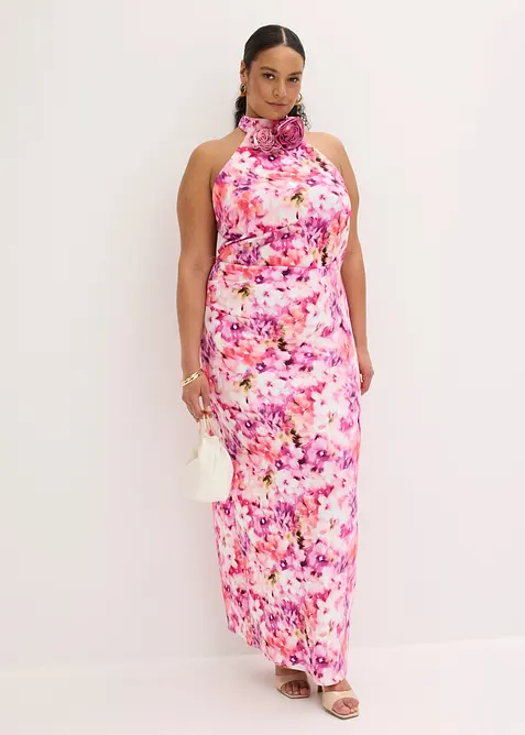 Selskapskjole med blomsterapplikasjon, bonprix