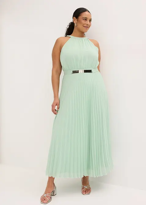 Selskapskjole i lett chiffon med plissert skj&oslash;rt, bonprix