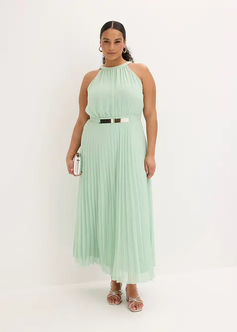 Selskapskjole i lett chiffon med plissert skj&oslash;rt, bonprix