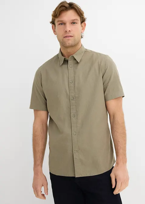 Kortermet skjorte i luftig linmiks, bonprix