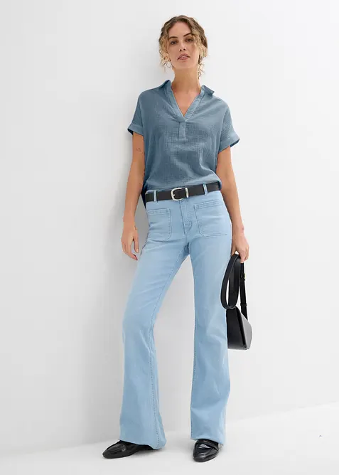 Kortermet musselinbluse, bonprix