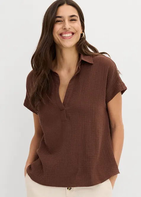 Kortermet musselinbluse, bonprix
