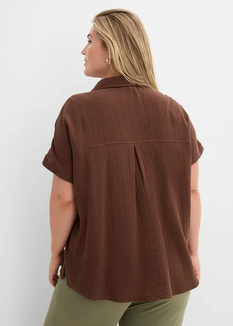 Kortermet musselinbluse, bonprix