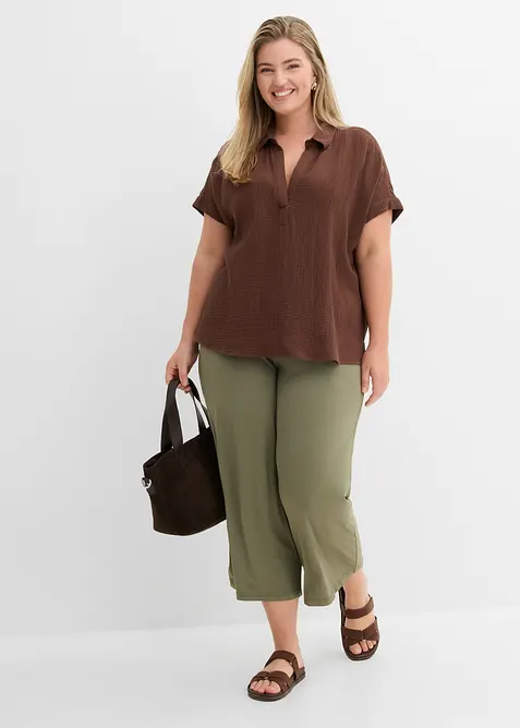 Kortermet musselinbluse, bonprix