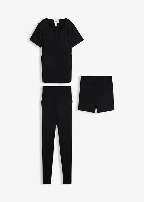 Mammasett med ammetopp, leggings + shorts (3-delt sett), bonprix