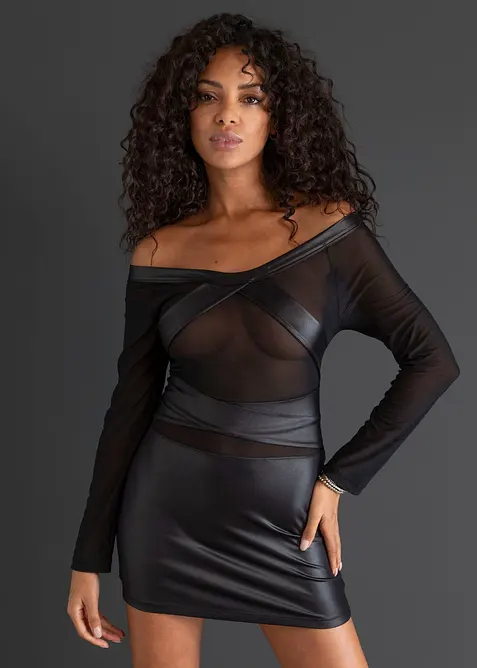 Kjole i wet look, bonprix