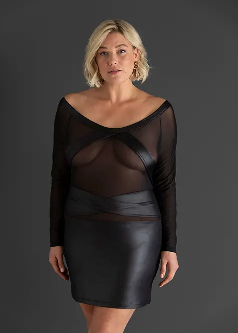 Kjole i wet look, bonprix