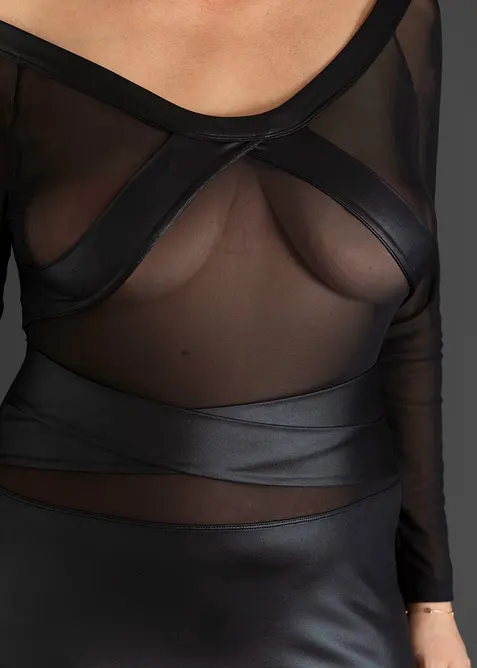 Kjole i wet look, bonprix