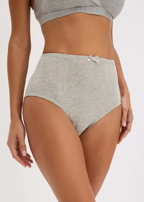 Truse med h&oslash;y midje i lett bomull (4-pack), bonprix