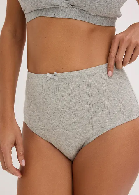 Truse med h&oslash;y midje i lett bomull (4-pack), bonprix