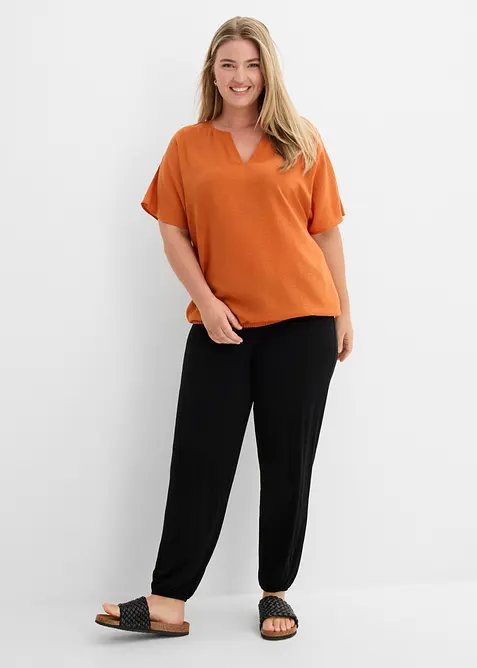Oversized bluse med elastisk nederkant, bonprix