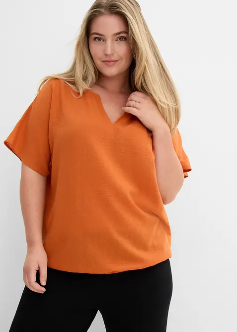 Oversized bluse med elastisk nederkant, bonprix