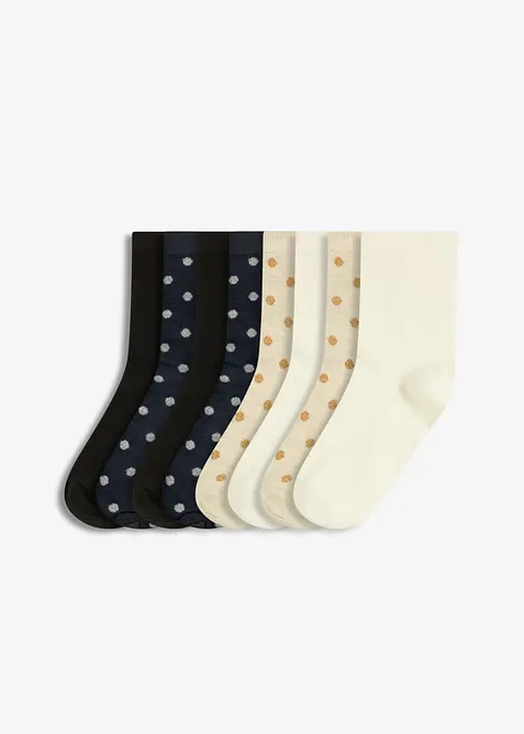 Sokker med lurex og &oslash;kologisk bomull (8-pack), bonprix