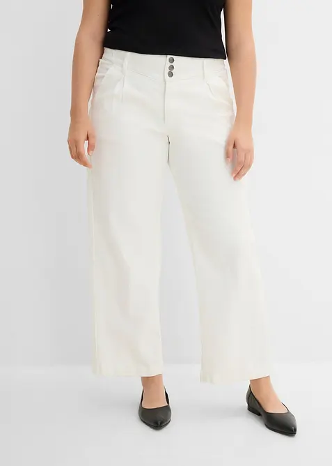 Cropped, Wide Leg-jeans High Waist, komfortlinning, bonprix