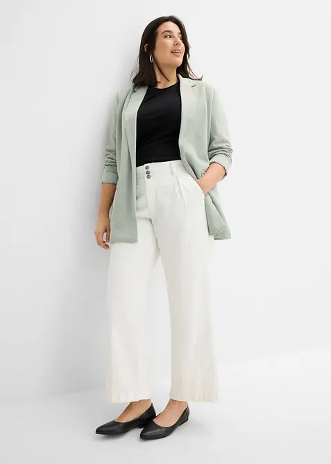 Cropped, Wide Leg-jeans High Waist, komfortlinning, bonprix