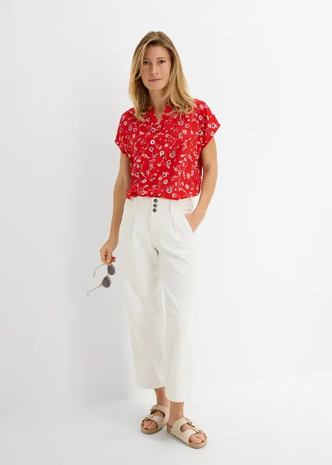 Cropped, Wide Leg-jeans High Waist, komfortlinning, bonprix