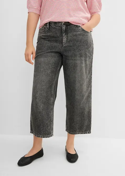 Loose straight-jeans Mid Waist, cropped, bonprix