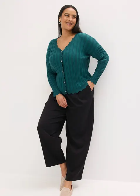 Kort strikkejakke med hullm&oslash;nster, bonprix