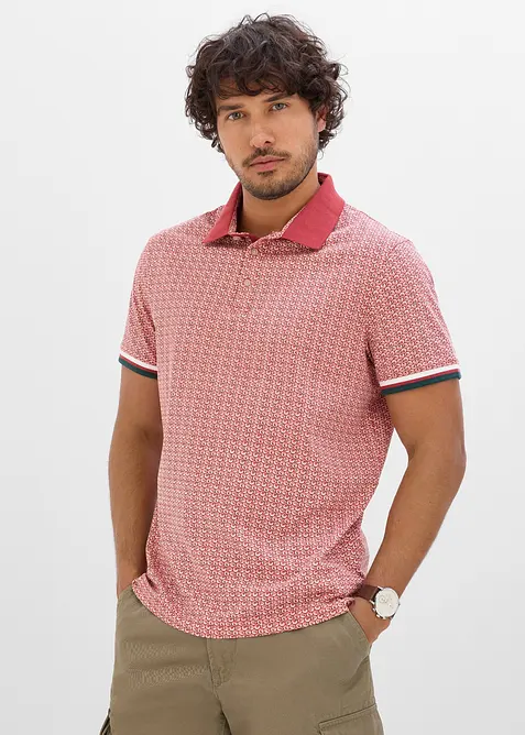 Kortermet jersey-poloskjorte i 100% &oslash;kologisk bomull, bonprix