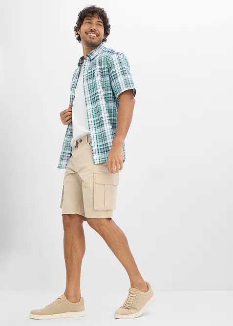 Kortermet skjorte i kreppmateriale av 100% bomull, bonprix