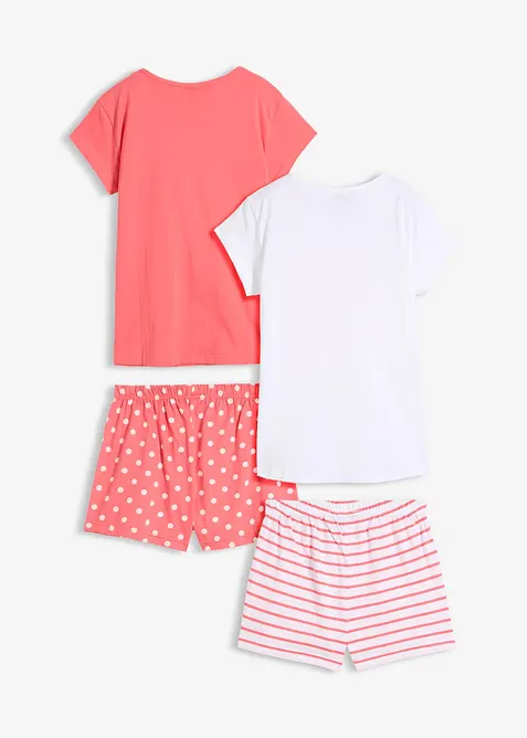 Kort pyjamas av 100% bomull med korte ermer (4-delt sett), bonprix