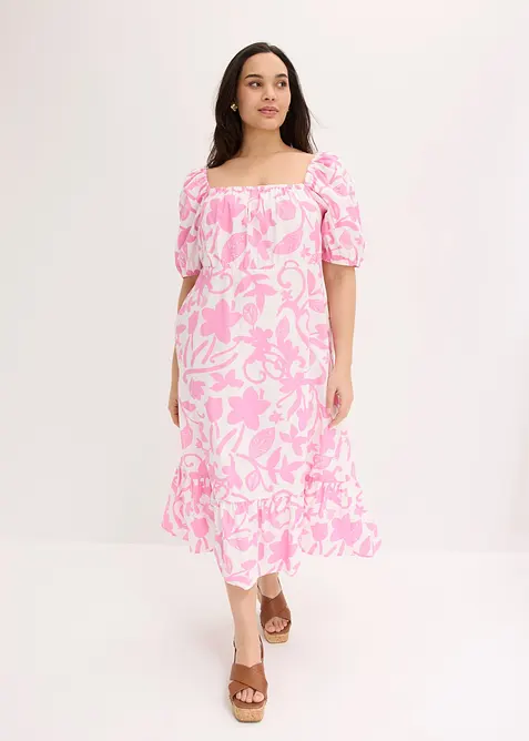 Midikjole i 100% &oslash;kologisk bomull, bonprix