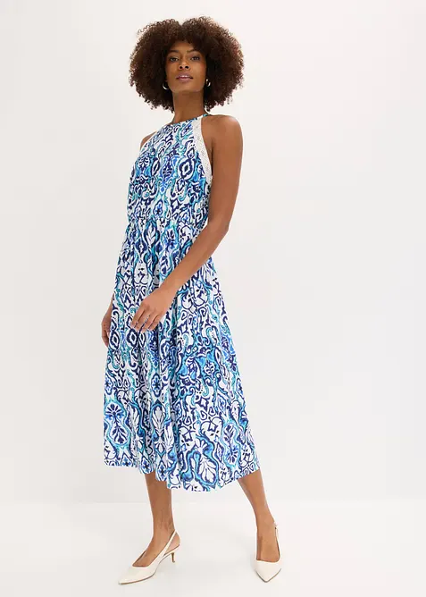 Midikjole med blonder, bonprix