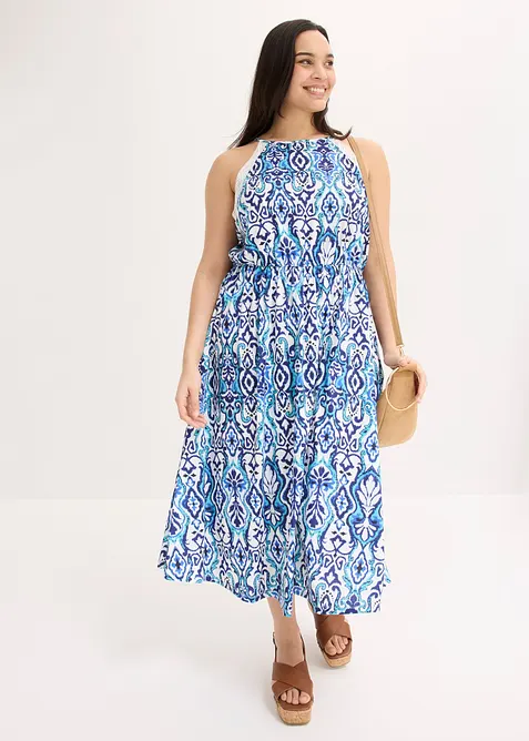 Midikjole med blonder, bonprix