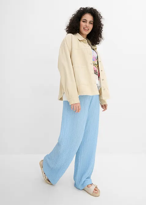 Vid pull on-bukse i strukturert krepp, bonprix